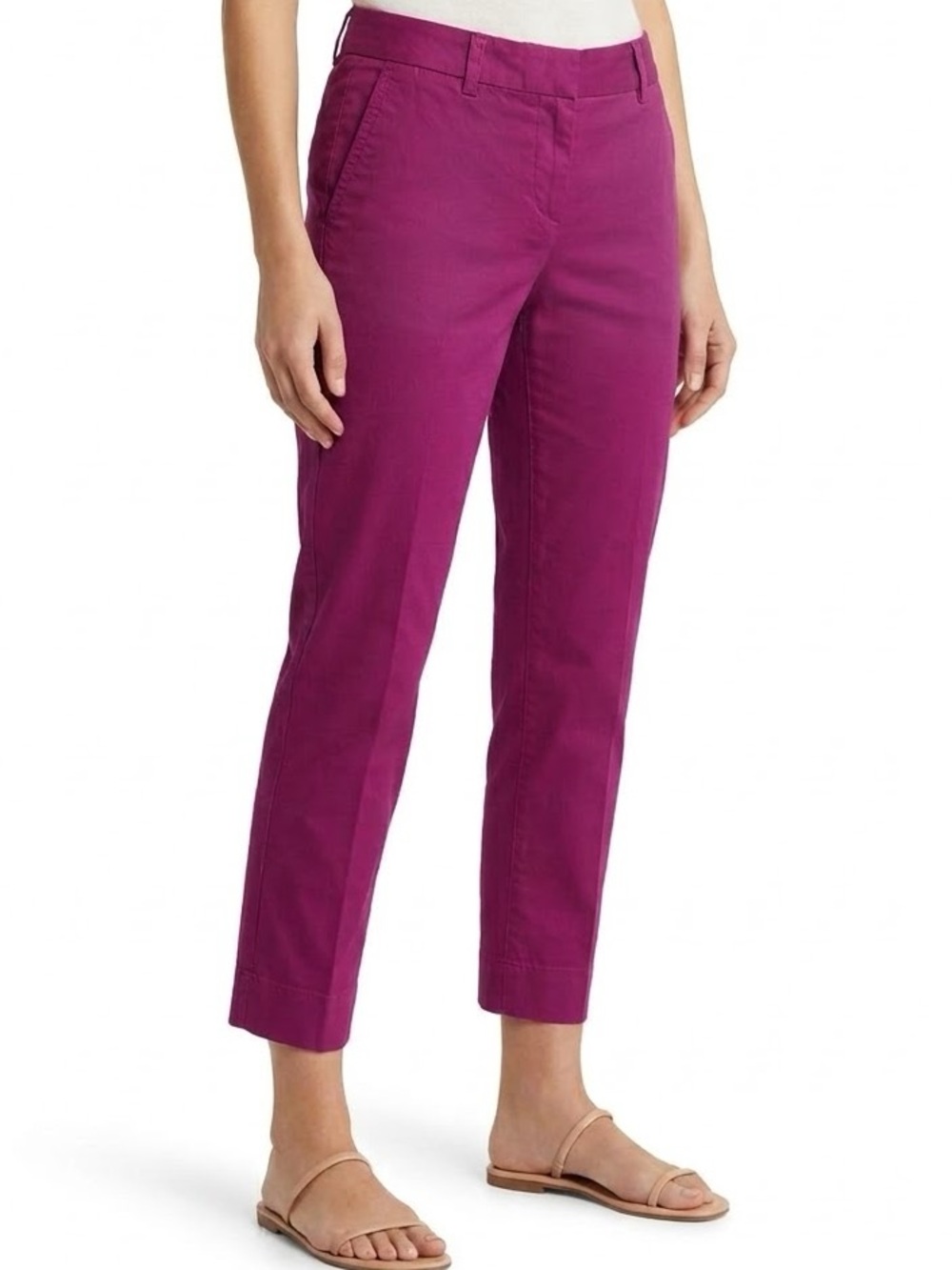J CREW Dark Magenta Plum Cropped Professional Stretch Plum Ankle Pants size 4